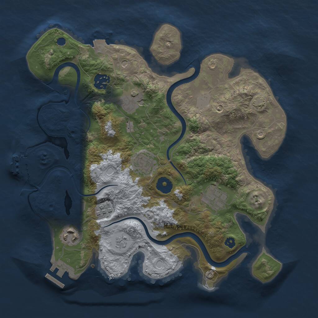 Rust Map: Procedural Map, Size: 3000, Seed: 1233382246, 12 Monuments