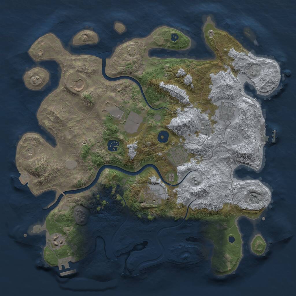 Rust Map: Procedural Map, Size: 3750, Seed: 994595904, 14 Monuments
