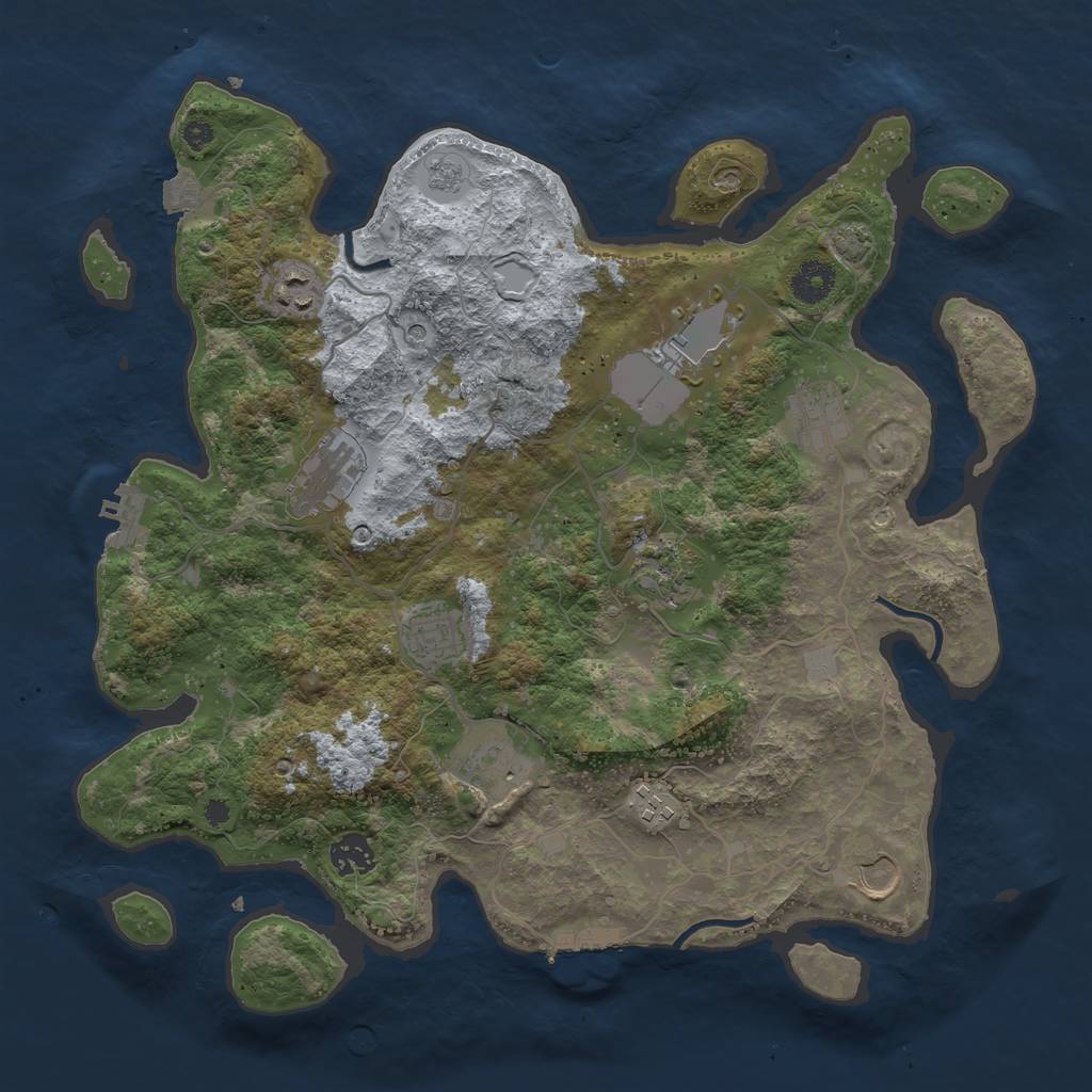Rust Map: Procedural Map, Size: 3750, Seed: 63493249, 18 Monuments