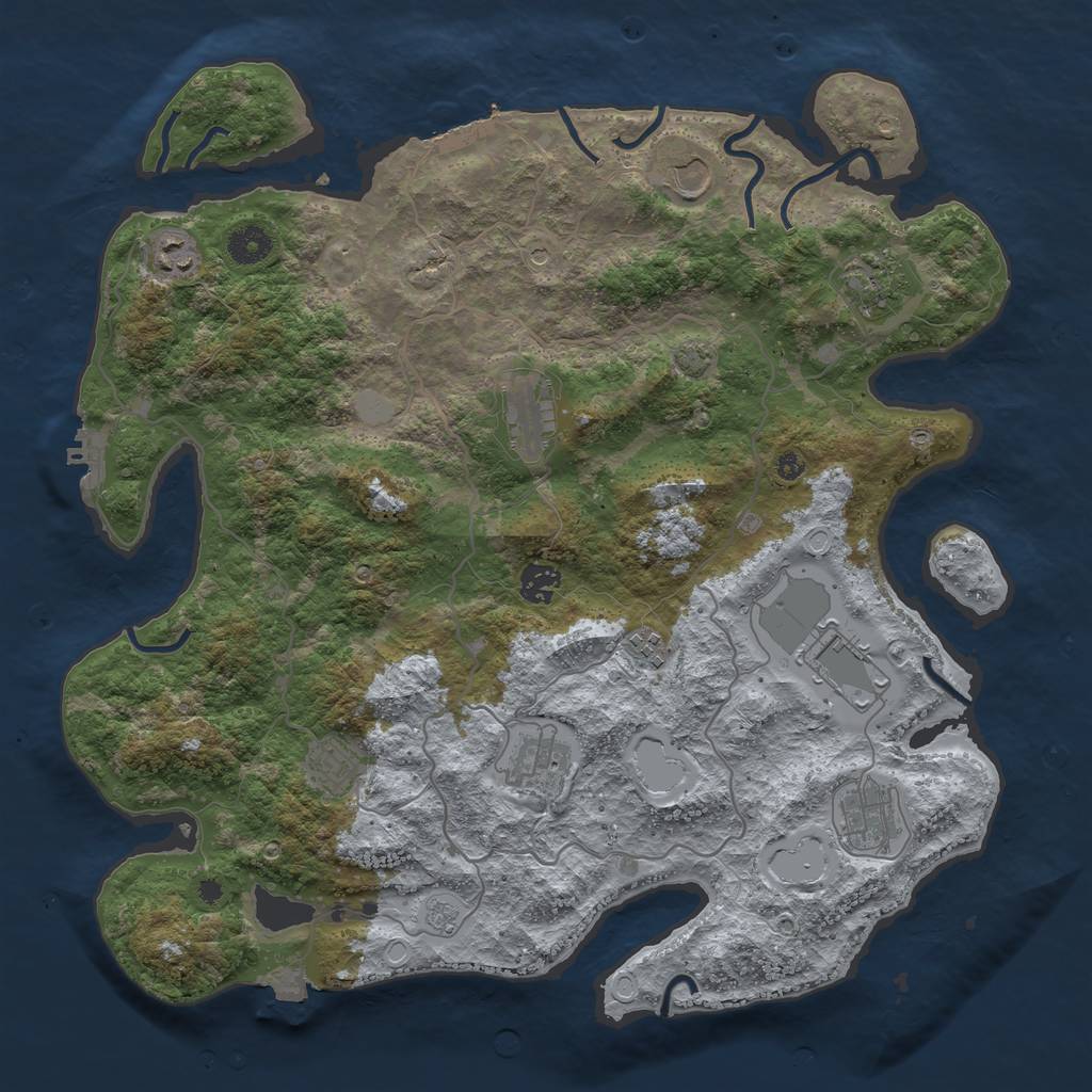 Rust Map: Procedural Map, Size: 4000, Seed: 1936931562, 18 Monuments