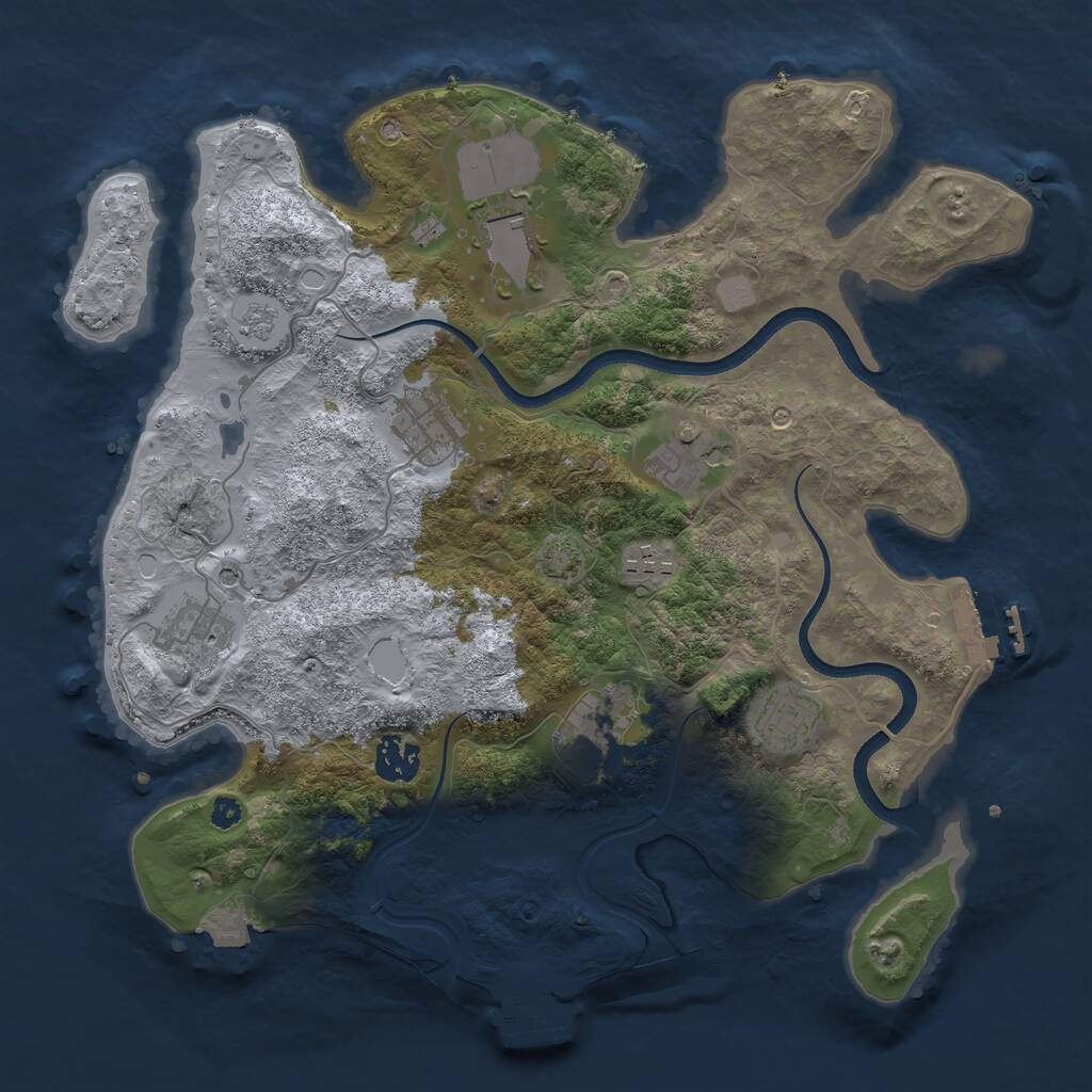 Rust Map: Procedural Map, Size: 3500, Seed: 1780863665, 14 Monuments