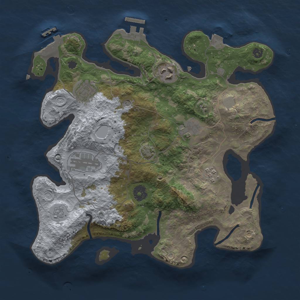 Rust Map: Procedural Map, Size: 3000, Seed: 616443250, 13 Monuments