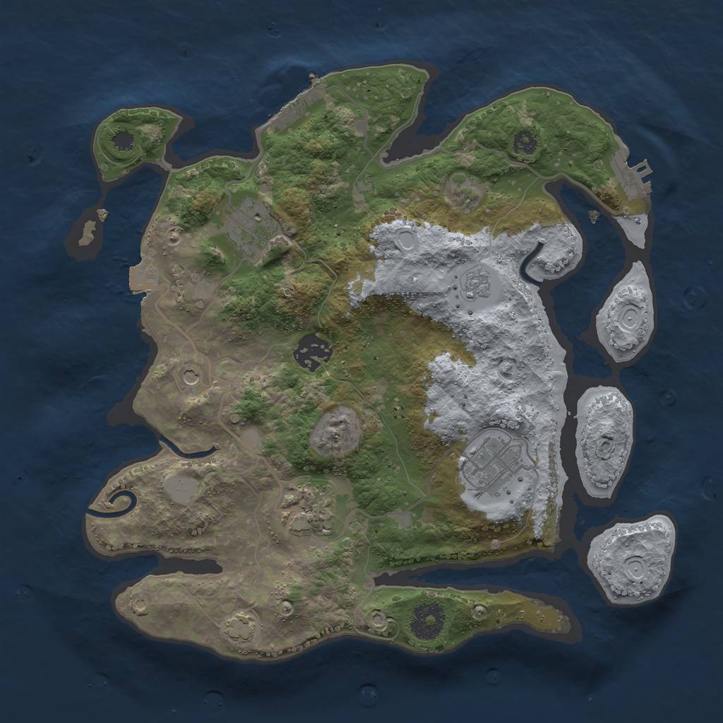 Rust Map: Procedural Map, Size: 3000, Seed: 530569093, 12 Monuments