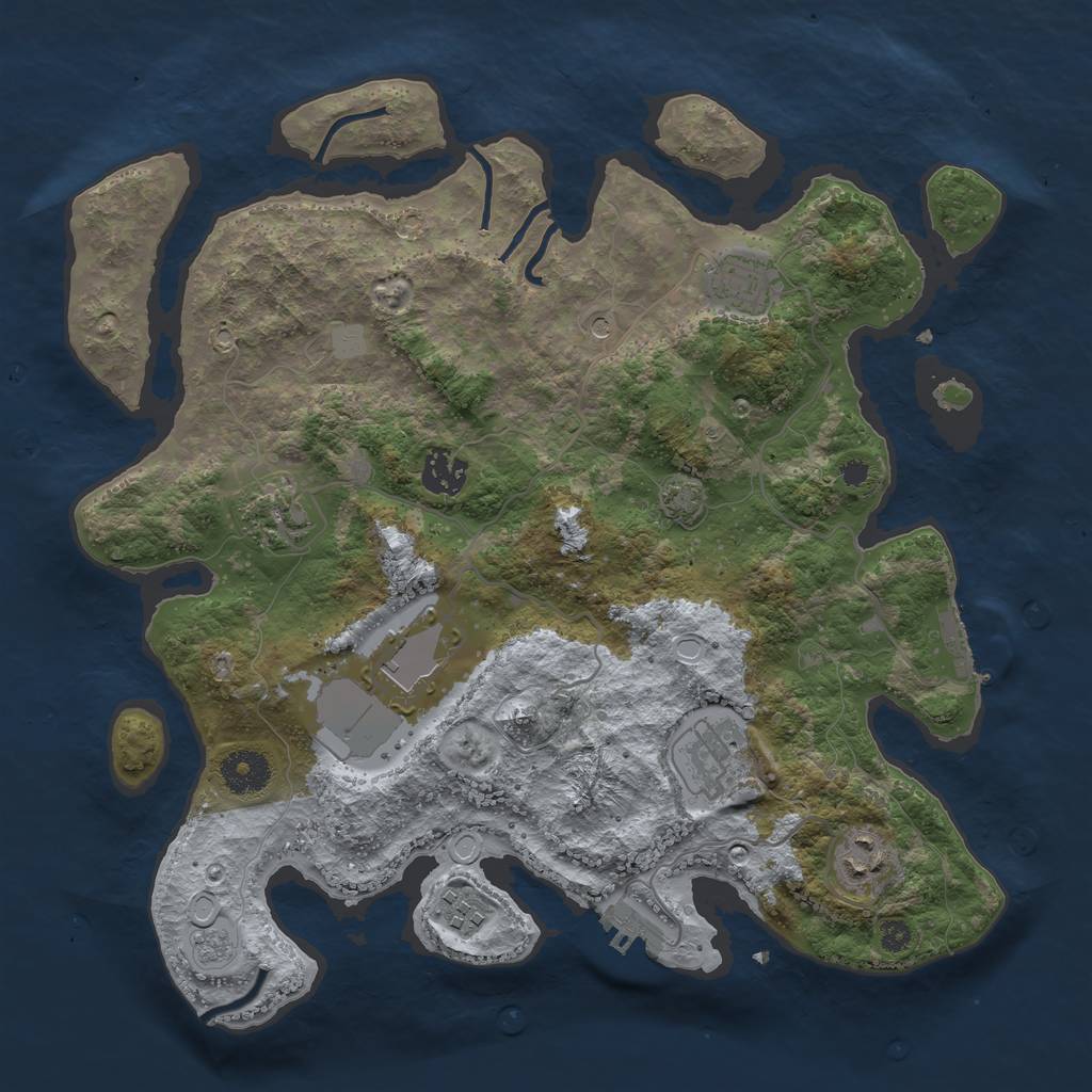 Rust Map: Procedural Map, Size: 3500, Seed: 41410453, 15 Monuments