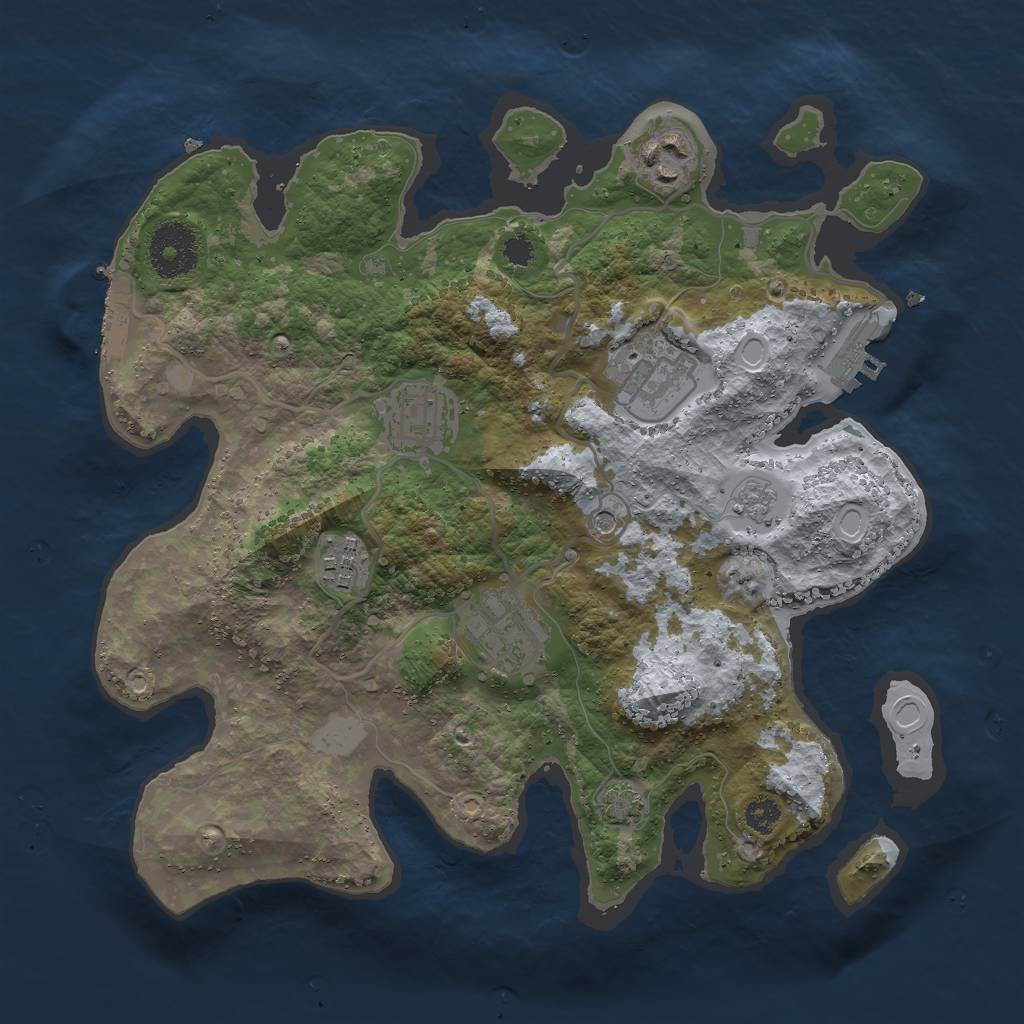 Rust Map: Procedural Map, Size: 3000, Seed: 1053845262, 13 Monuments