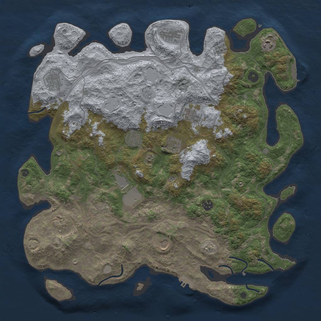 Rust Map: Procedural Map, Size: 4500, Seed: 1406764660, 19 Monuments