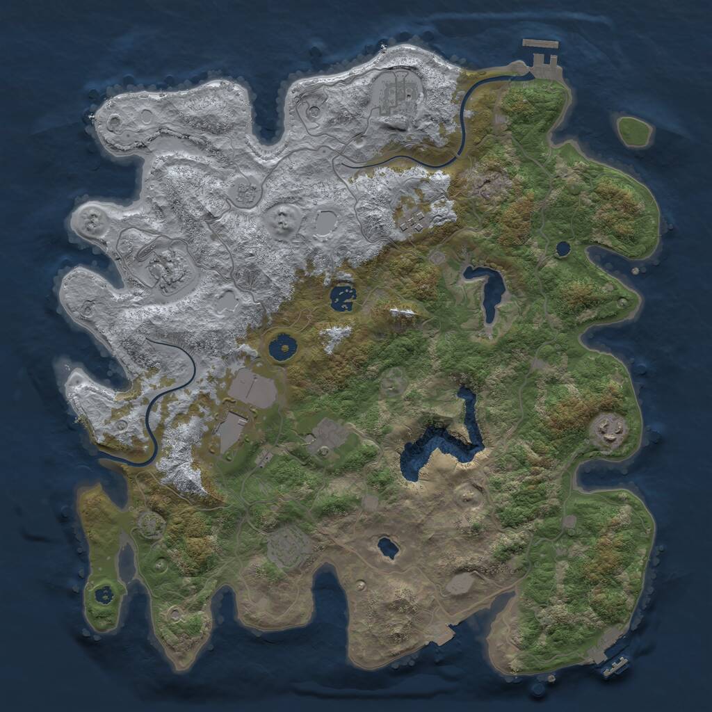 Rust Map: Procedural Map, Size: 4000, Seed: 763964178, 14 Monuments