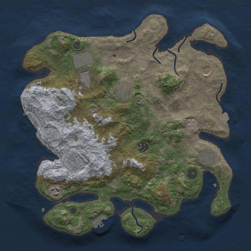 Rust Map: Procedural Map, Size: 3500, Seed: 1165443945, 16 Monuments