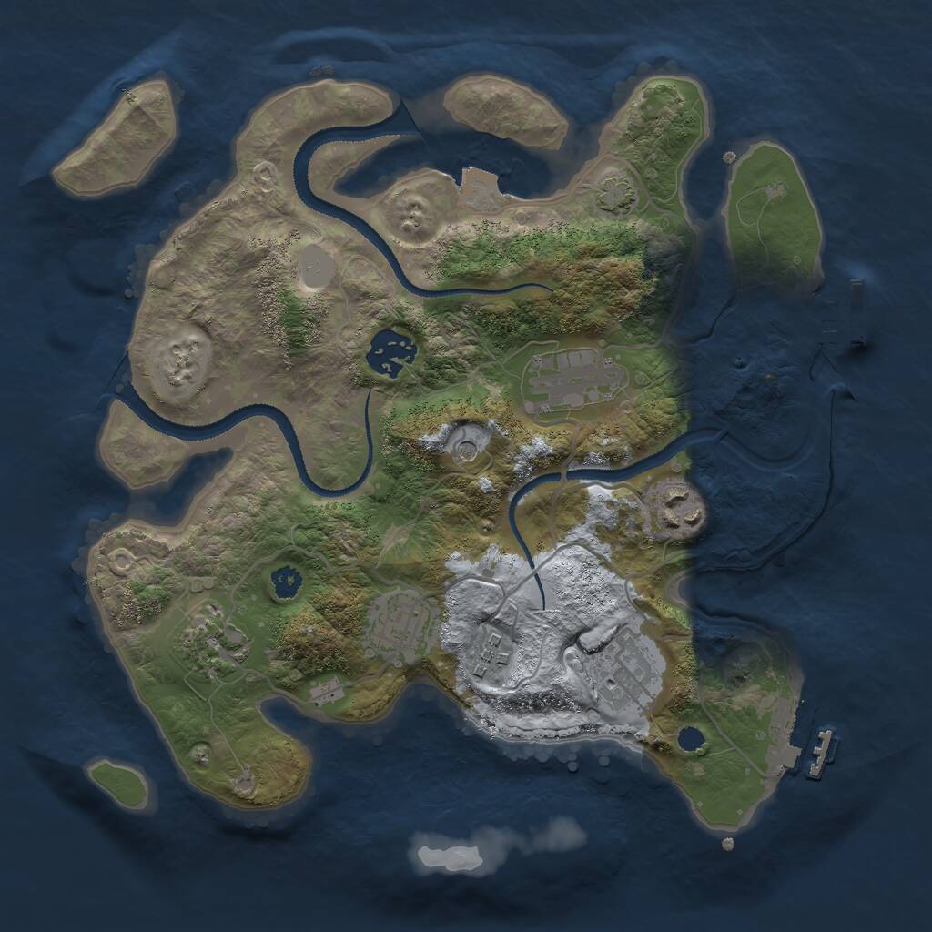 Rust Map: Procedural Map, Size: 3000, Seed: 39584856, 12 Monuments