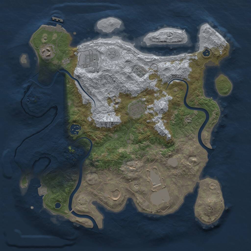 Rust Map: Procedural Map, Size: 3500, Seed: 24060302, 12 Monuments