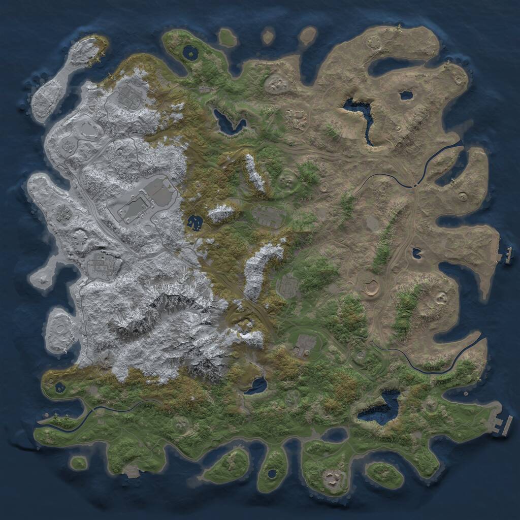 Rust Map: Procedural Map, Size: 5000, Seed: 27118, 17 Monuments