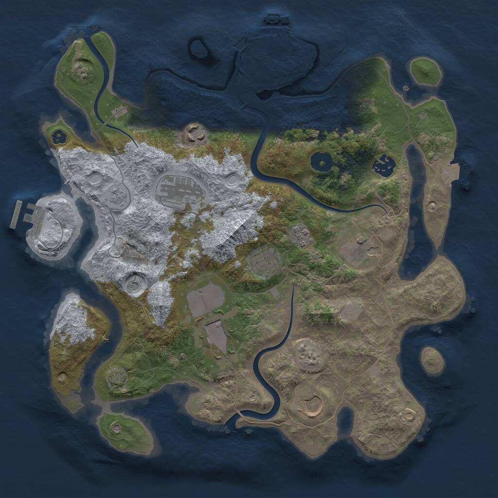 Rust Map: Procedural Map, Size: 3500, Seed: 241782871, 14 Monuments