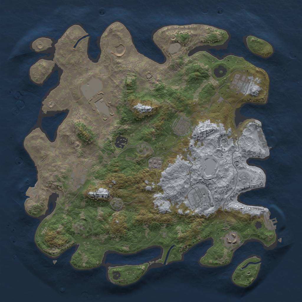 Rust Map: Procedural Map, Size: 3700, Seed: 1922060573, 17 Monuments