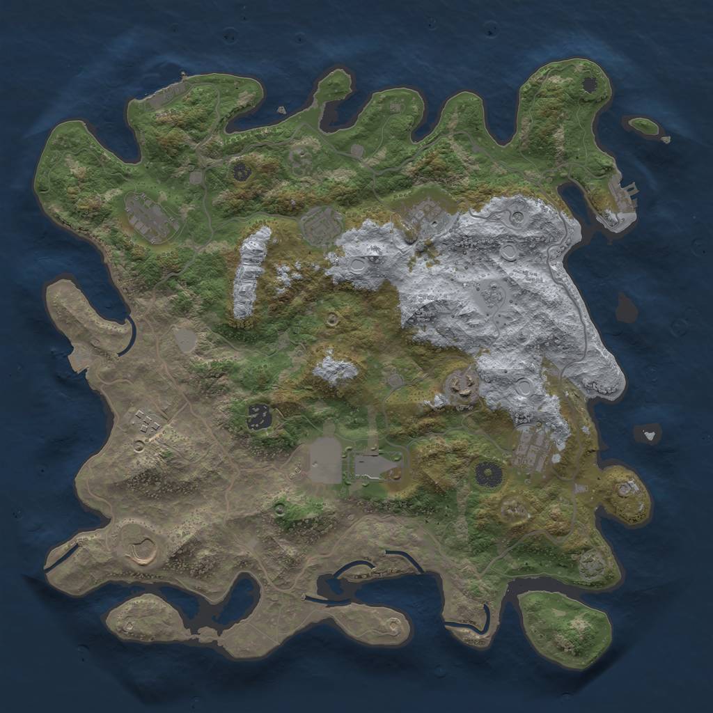 Rust Map: Procedural Map, Size: 4000, Seed: 1650724, 17 Monuments