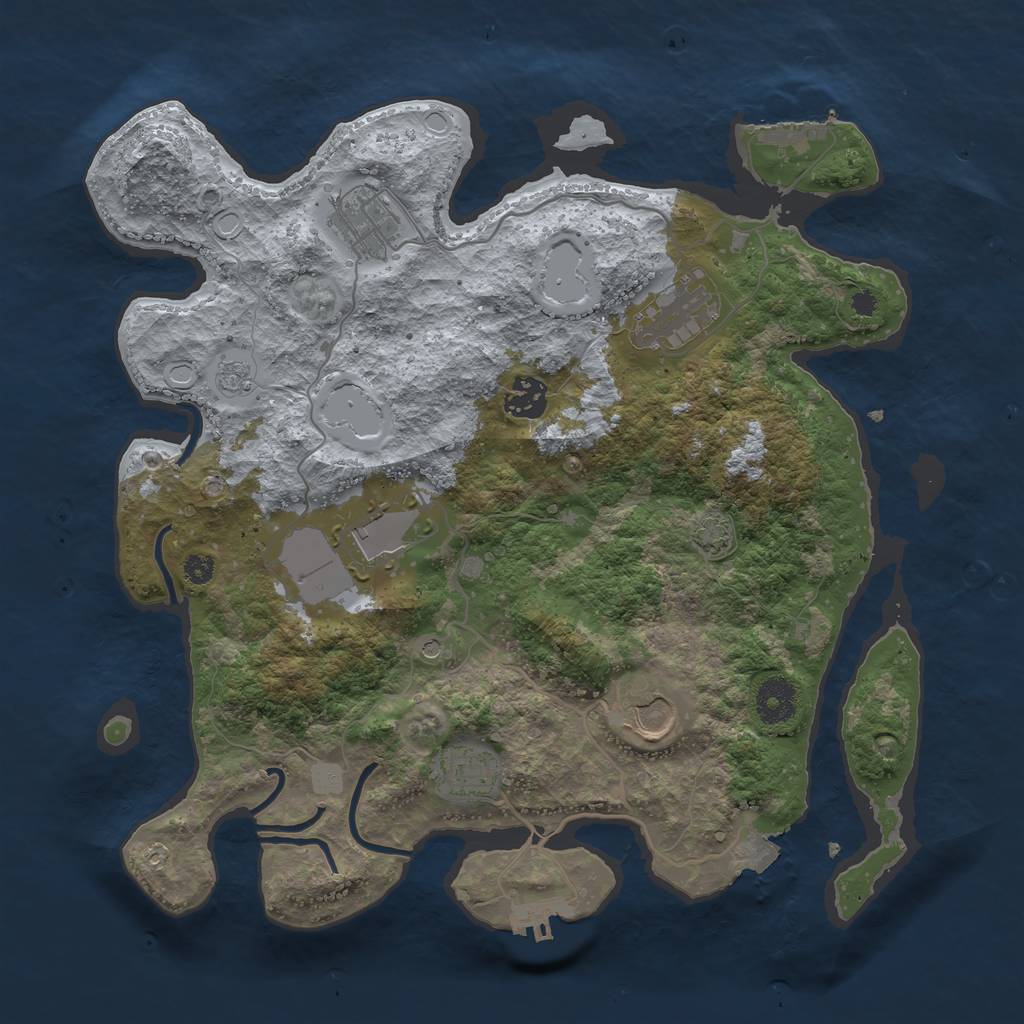 Rust Map: Procedural Map, Size: 3500, Seed: 1505, 14 Monuments