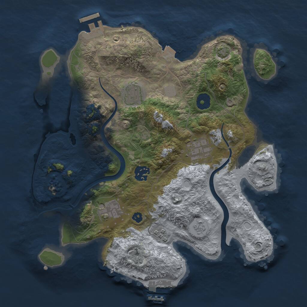Rust Map: Procedural Map, Size: 3000, Seed: 18629, 10 Monuments