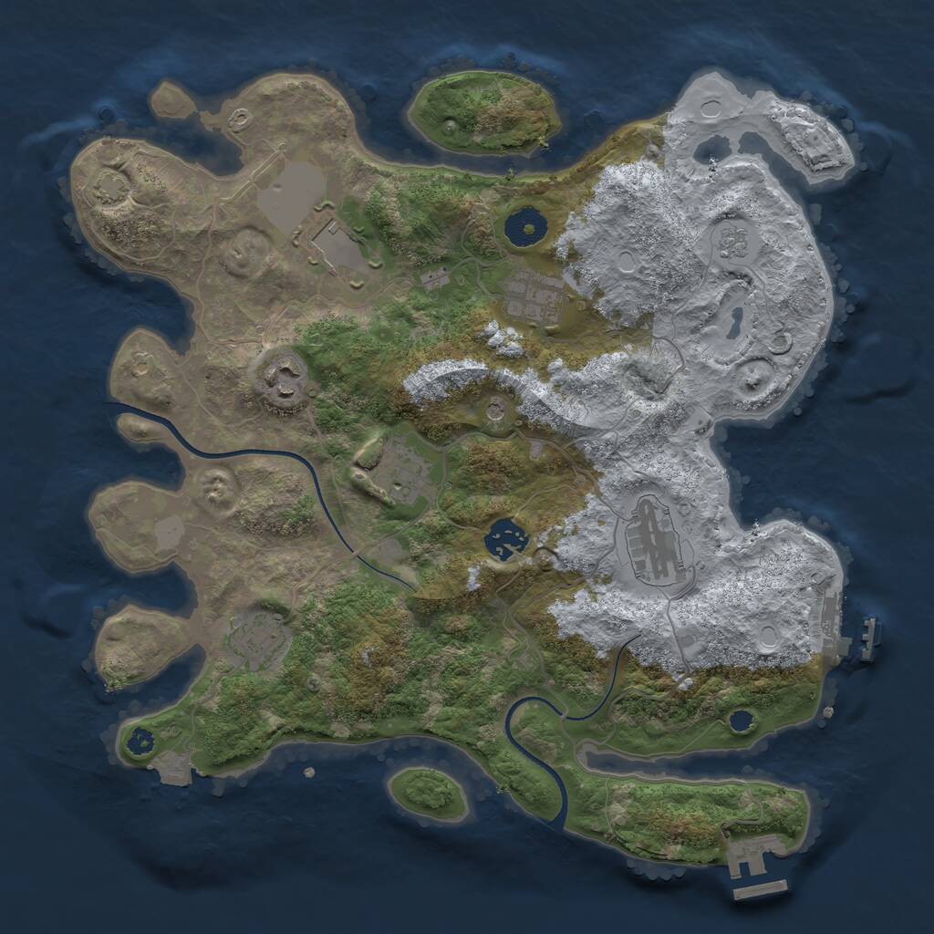 Rust Map: Procedural Map, Size: 3500, Seed: 203241909, 13 Monuments