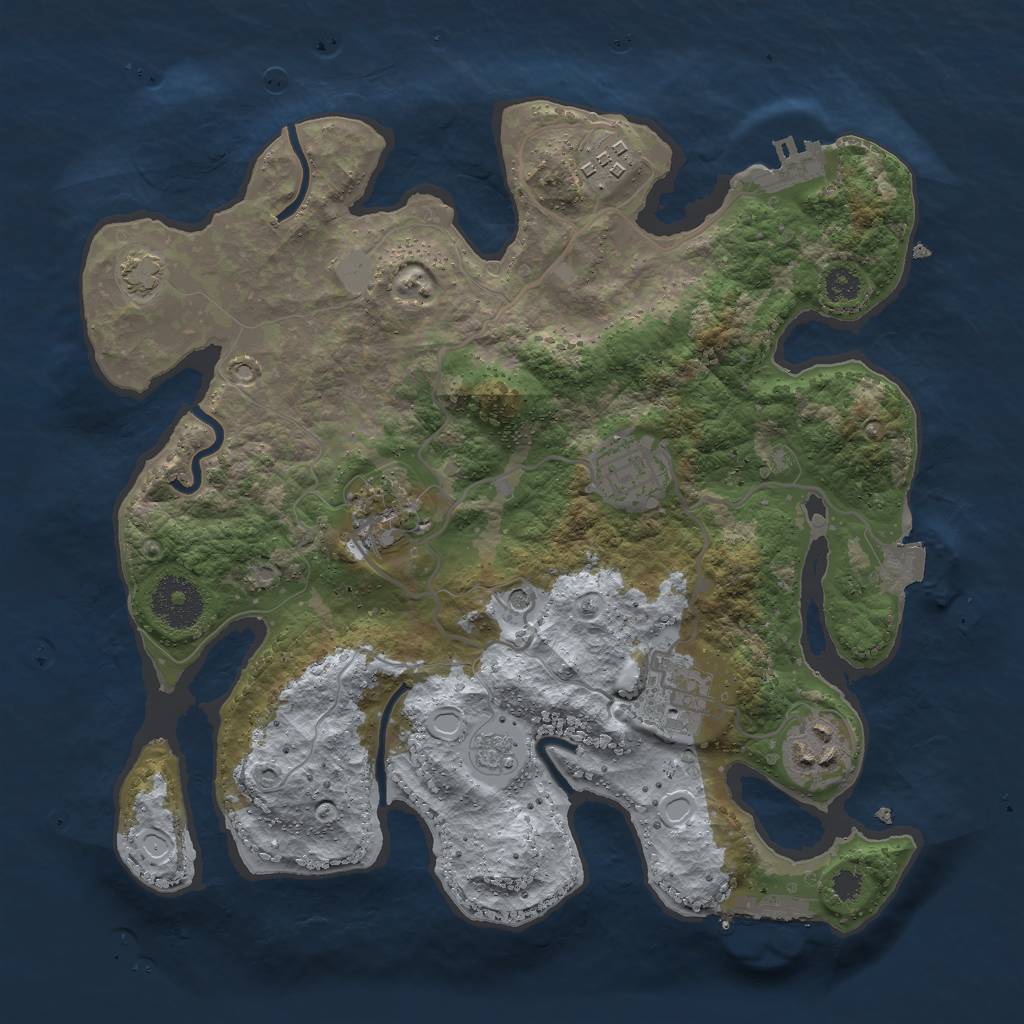 Rust Map: Procedural Map, Size: 3000, Seed: 117830778, 13 Monuments