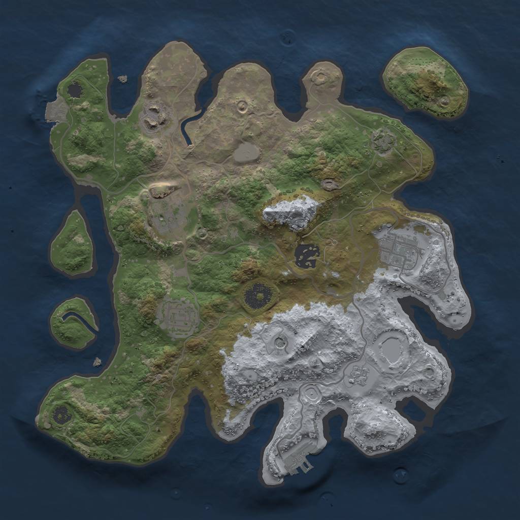 Rust Map: Procedural Map, Size: 3000, Seed: 34232763, 12 Monuments