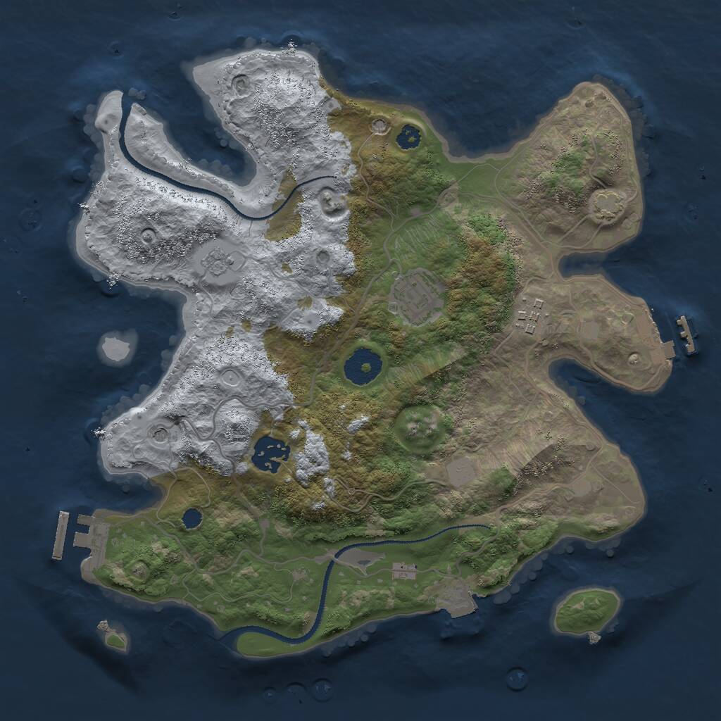 Rust Map: Procedural Map, Size: 3000, Seed: 32145, 9 Monuments