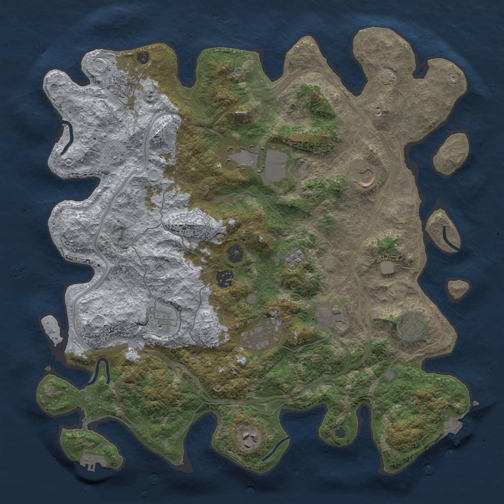 Rust Map: Procedural Map, Size: 4250, Seed: 1083115787, 17 Monuments
