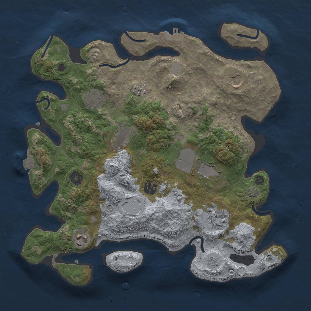 Rust Map: Procedural Map, Size: 3500, Seed: 2143751093, 15 Monuments