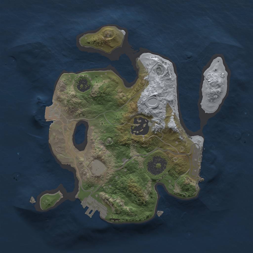 Rust Map: Procedural Map, Size: 2000, Seed: 1328757773, 6 Monuments