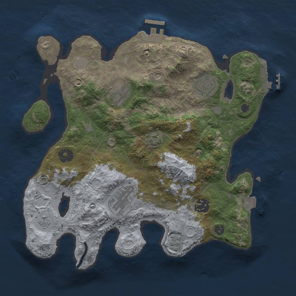 Rust Map: Procedural Map, Size: 3000, Seed: 16357, 11 Monuments
