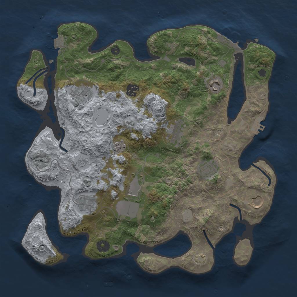 Rust Map: Procedural Map, Size: 3500, Seed: 241960831, 17 Monuments