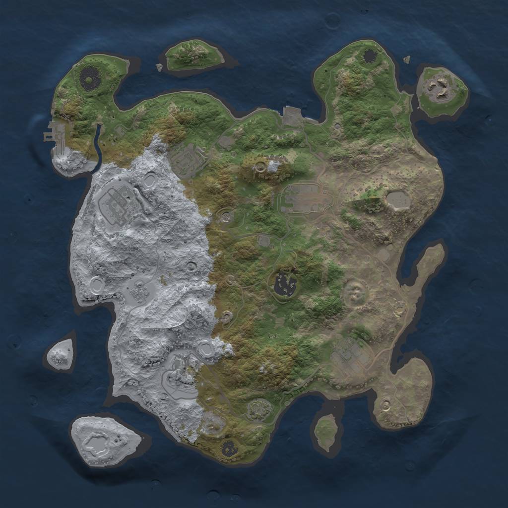 Rust Map: Procedural Map, Size: 3300, Seed: 985420023, 14 Monuments