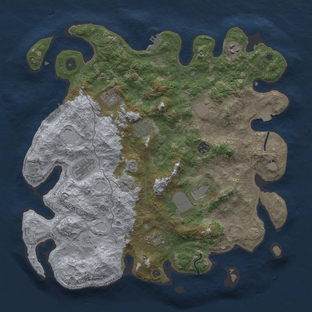 Rust Map: Procedural Map, Size: 4000, Seed: 1992927844, 17 Monuments