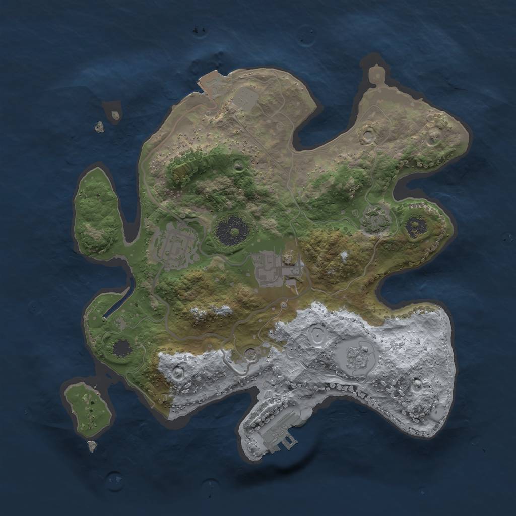 Rust Map: Procedural Map, Size: 2500, Seed: 6375, 9 Monuments