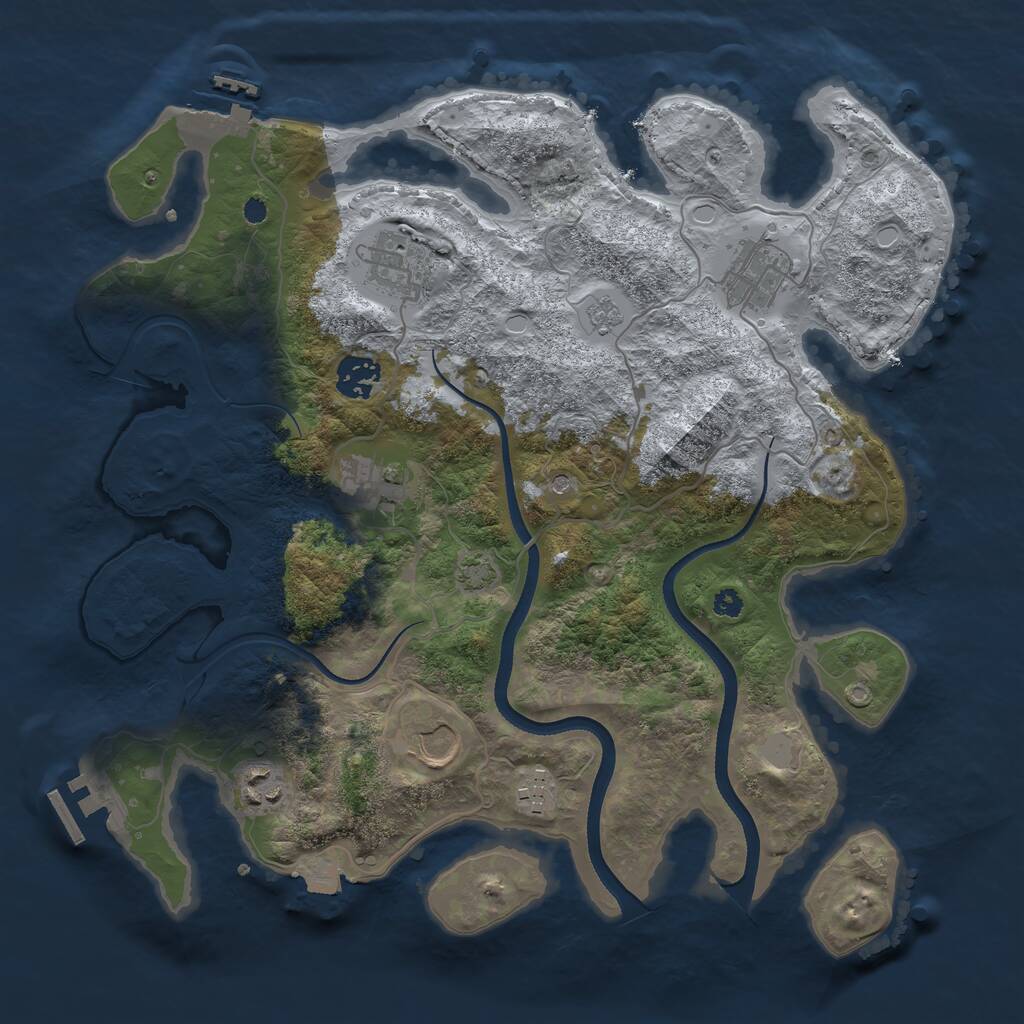 Rust Map: Procedural Map, Size: 3500, Seed: 974310643, 13 Monuments