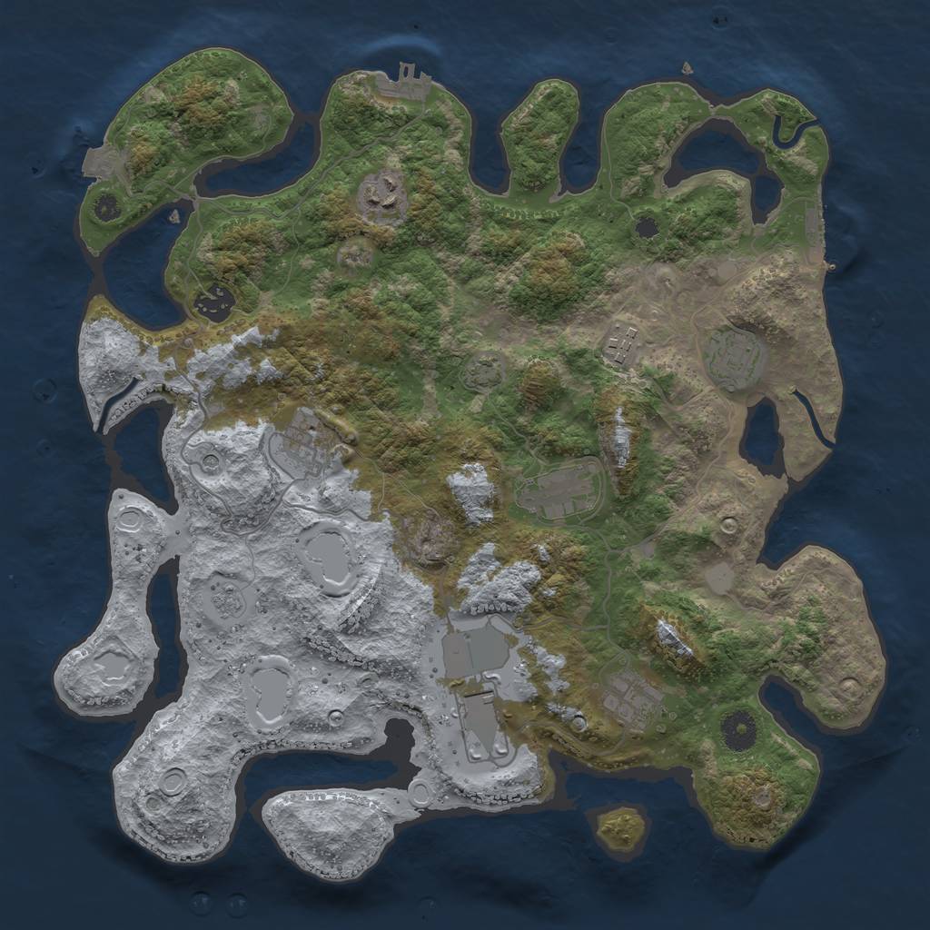 Rust Map: Procedural Map, Size: 3700, Seed: 708424791, 16 Monuments