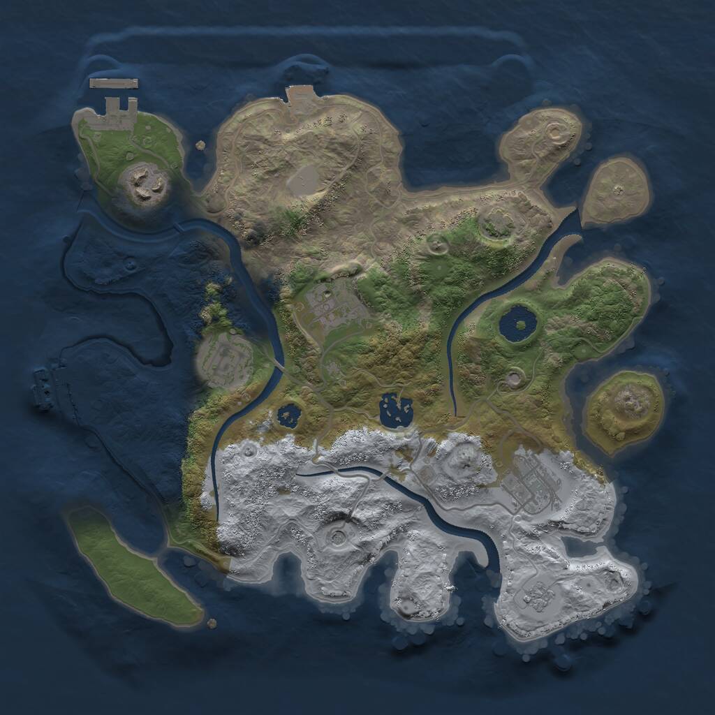 Rust Map: Procedural Map, Size: 3000, Seed: 1854475, 11 Monuments