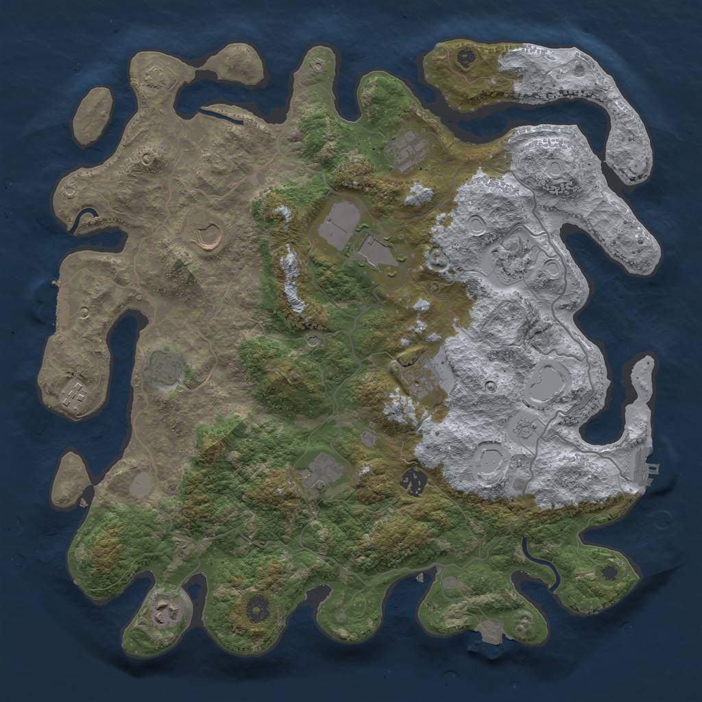 Rust Map: Procedural Map, Size: 4000, Seed: 291723292, 18 Monuments
