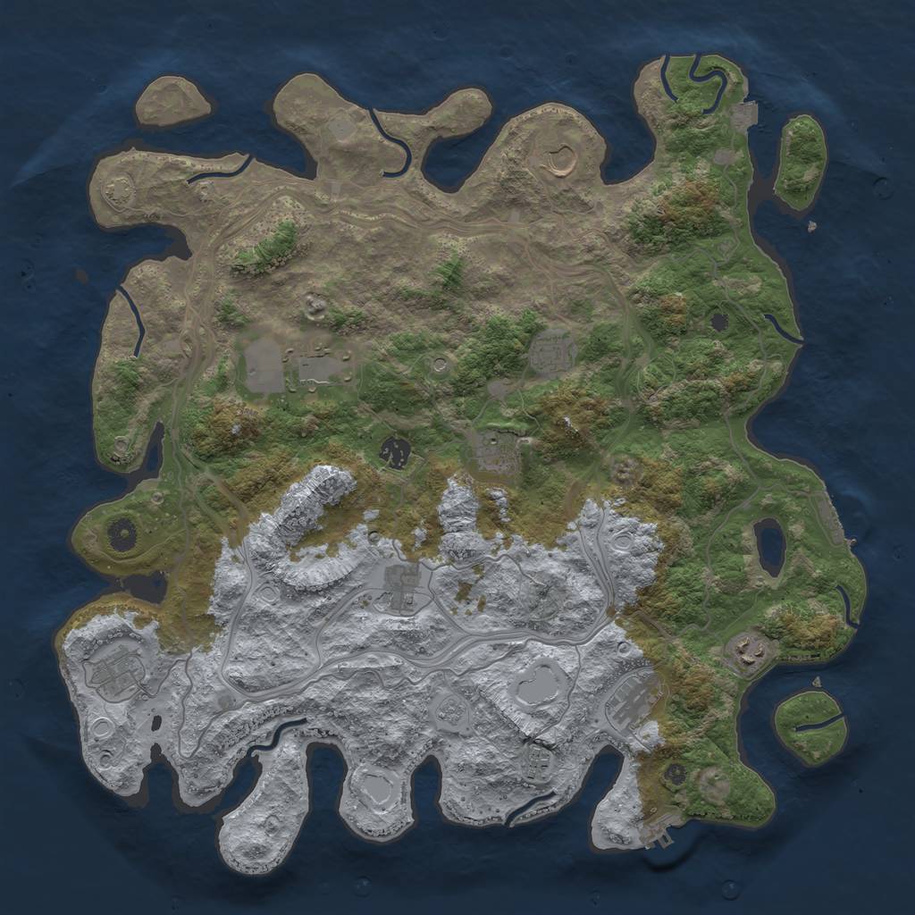 Rust Map: Procedural Map, Size: 4444, Seed: 101310155, 18 Monuments