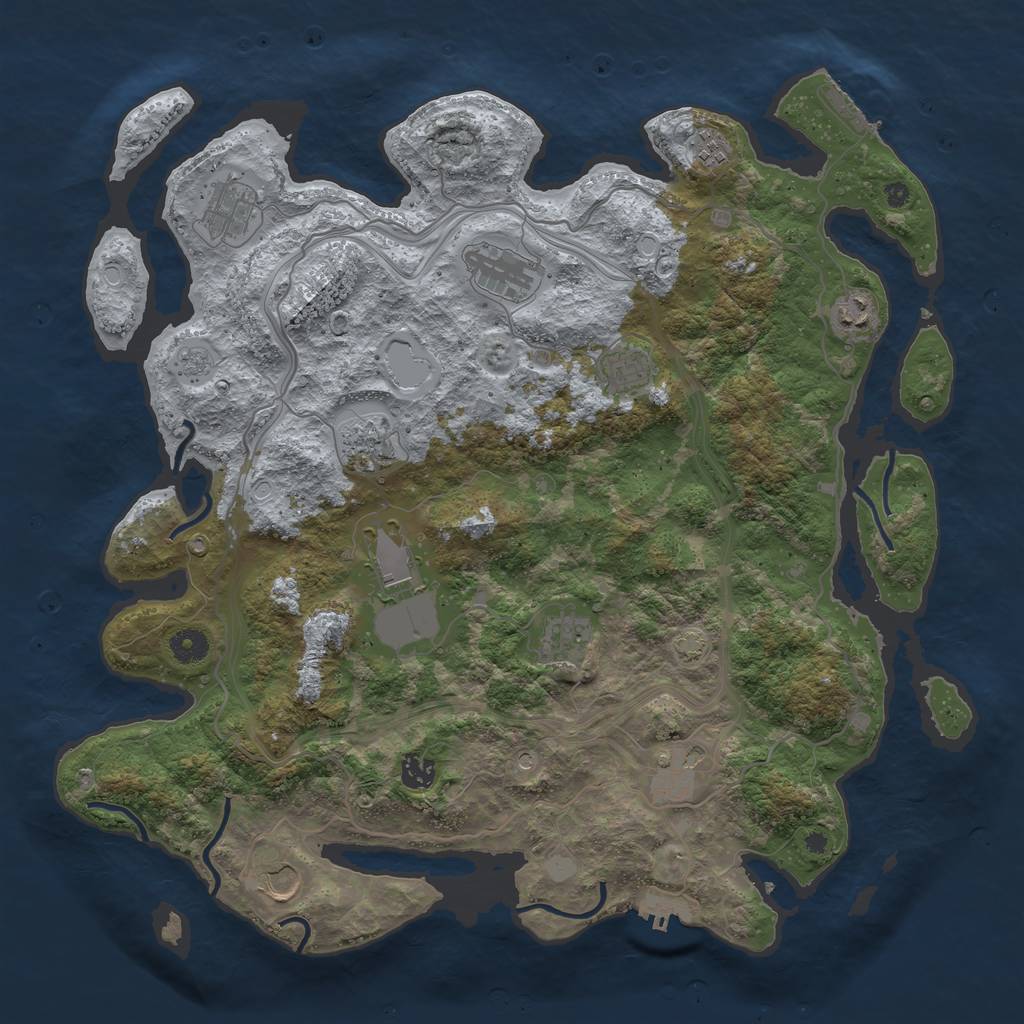 Rust Map: Procedural Map, Size: 4250, Seed: 1854808908, 19 Monuments