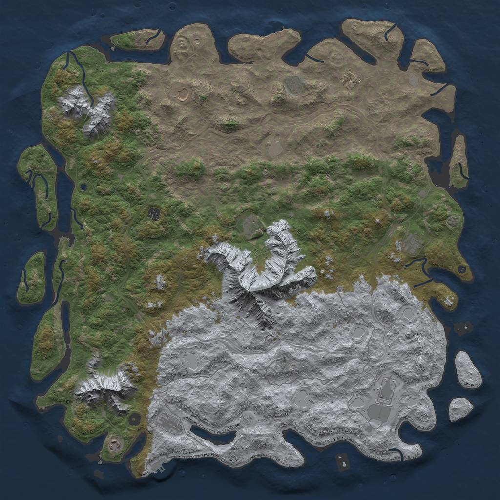 Rust Map: Procedural Map, Size: 6000, Seed: 32381335, 19 Monuments