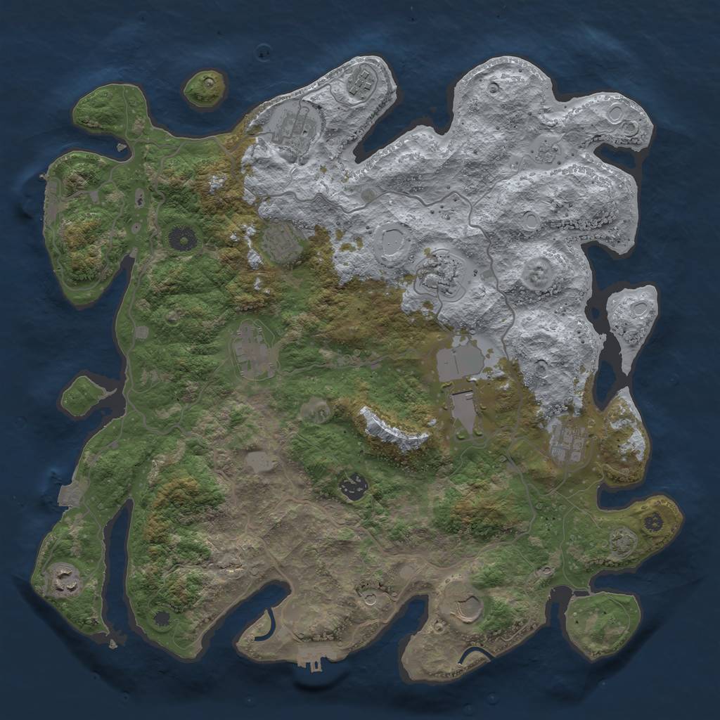 Rust Map: Procedural Map, Size: 4000, Seed: 1415477565, 18 Monuments