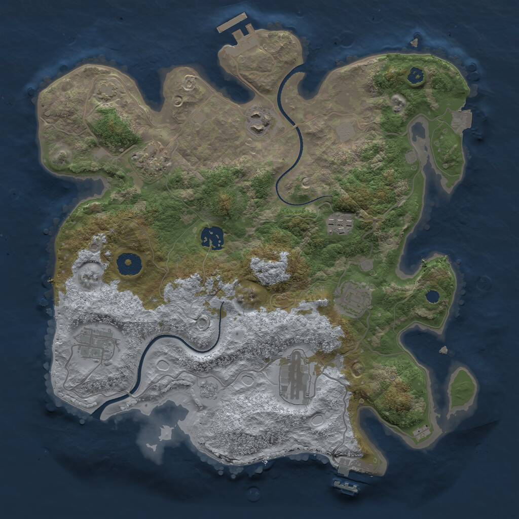Rust Map: Procedural Map, Size: 3250, Seed: 69754443, 12 Monuments