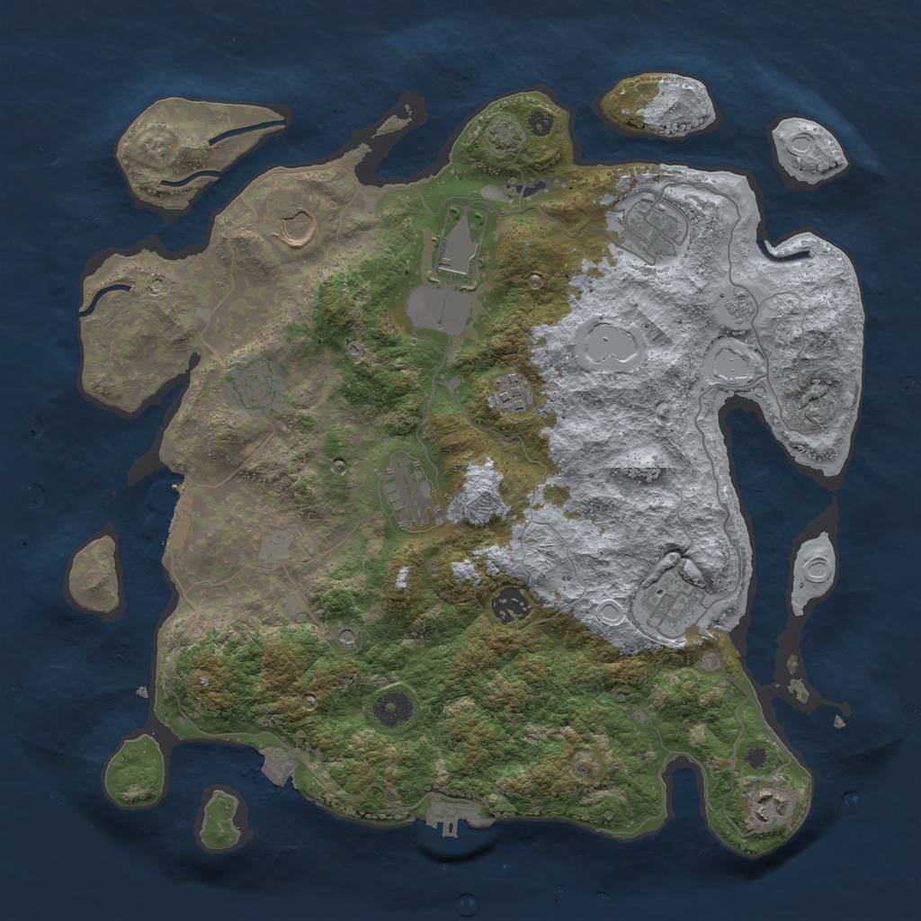Rust Map: Procedural Map, Size: 3800, Seed: 82822294, 17 Monuments