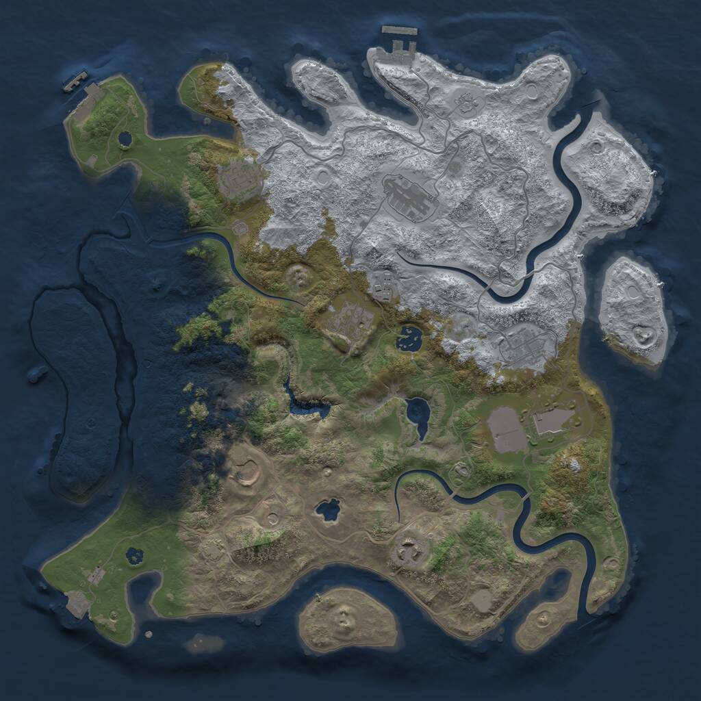 Rust Map: Procedural Map, Size: 4000, Seed: 43676, 15 Monuments