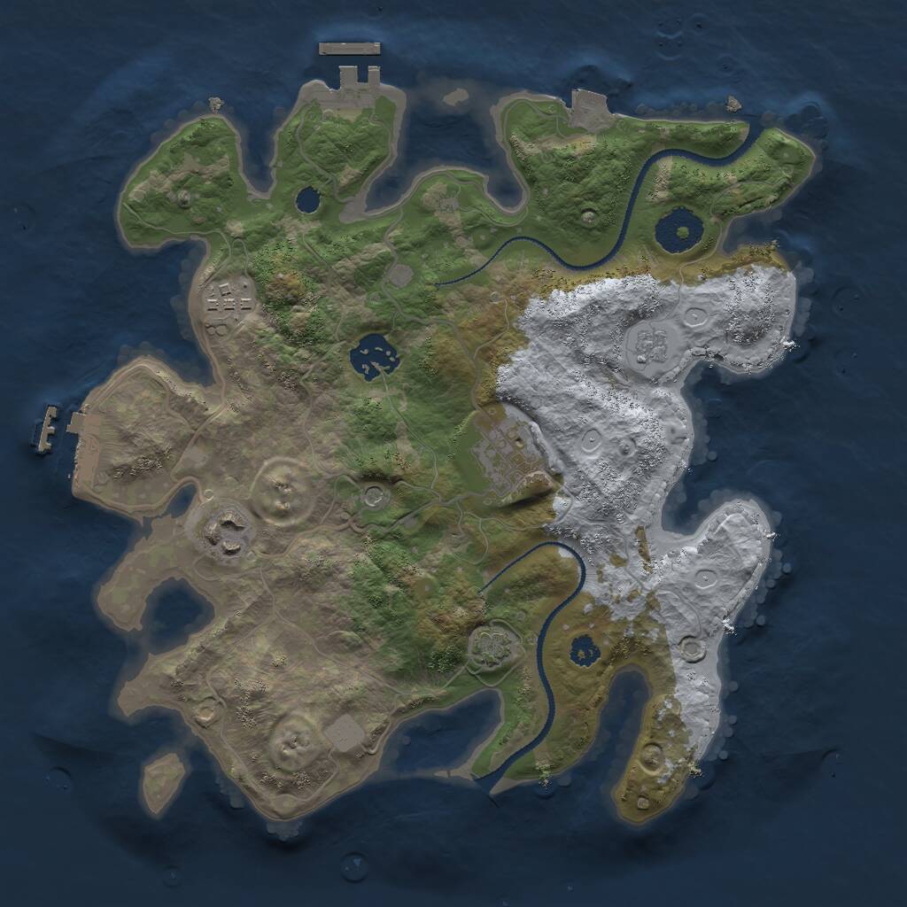 Rust Map: Procedural Map, Size: 3000, Seed: 155514760, 10 Monuments