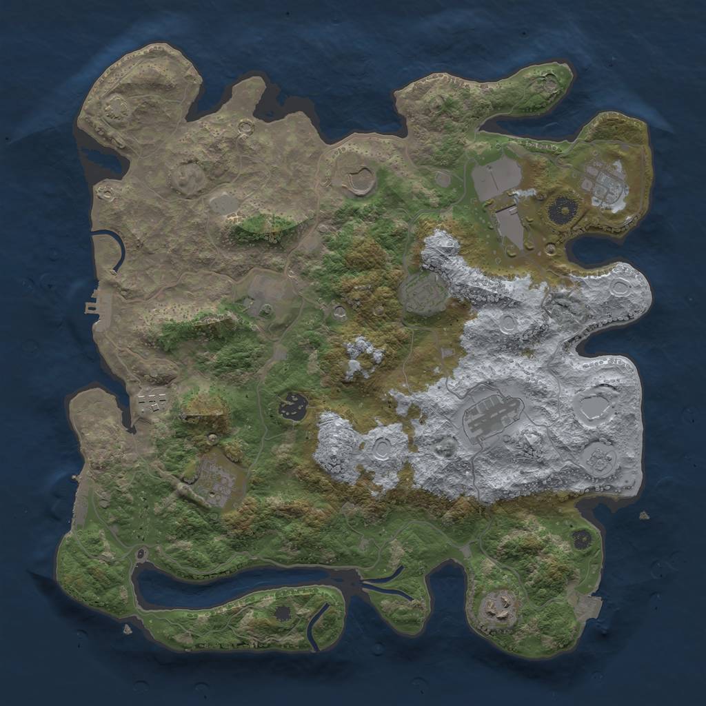 Rust Map: Procedural Map, Size: 3750, Seed: 2757242, 18 Monuments