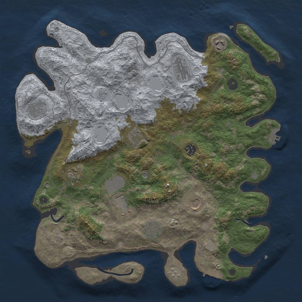 Rust Map: Procedural Map, Size: 4000, Seed: 32737465, 18 Monuments