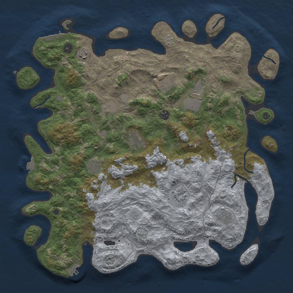 Rust Map: Procedural Map, Size: 4500, Seed: 5200, 18 Monuments