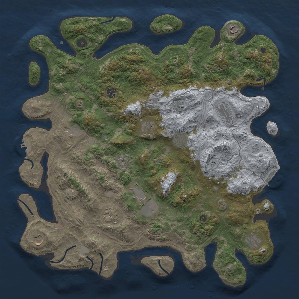 Rust Map: Procedural Map, Size: 4500, Seed: 129602920, 19 Monuments