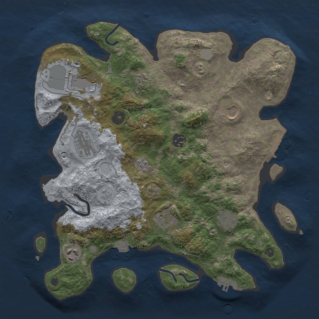 Rust Map: Procedural Map, Size: 3500, Seed: 1114286183, 17 Monuments