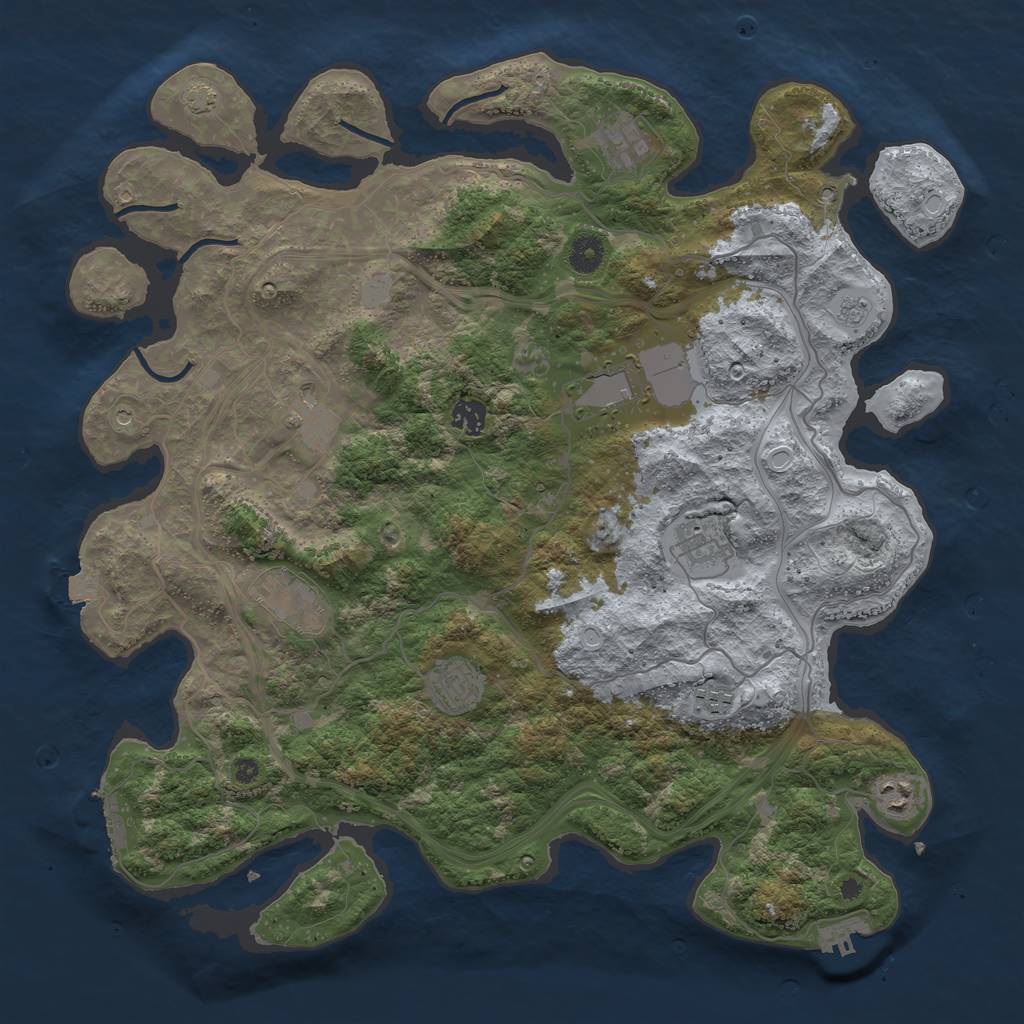 Rust Map: Procedural Map, Size: 4250, Seed: 884396, 17 Monuments